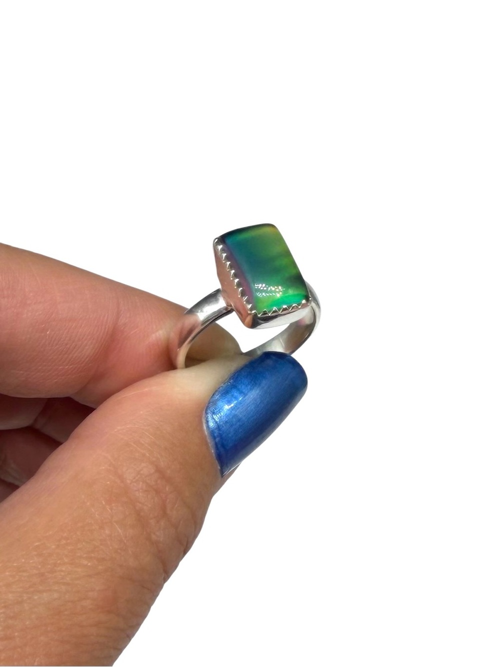 Aurora Fire Opal Ring Size 6 Solid 925 Sterling Silver Aura - Picture 9 of 14
